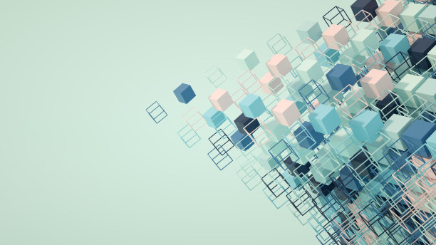 抽象飞行多色立方体几何形状背景图片下载