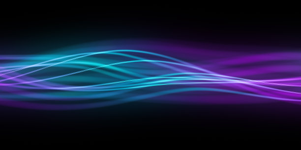 未来技术，数字波浪背景，彩色发光氖能量闪电。抽象的网络背景。全球通信和大数据技术3d插图。图片下载