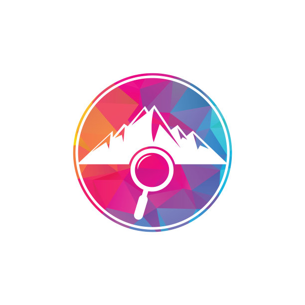 山和放大镜标志组合图片下载