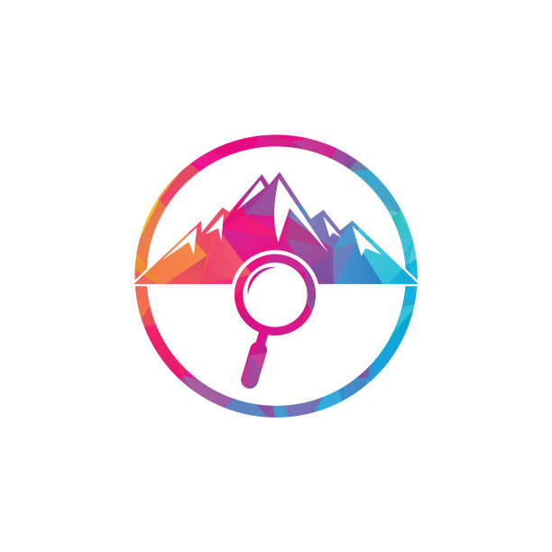 山和放大镜标志组合图片下载