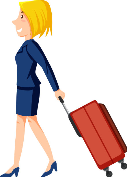 乘务员拖着白色行李图片下载