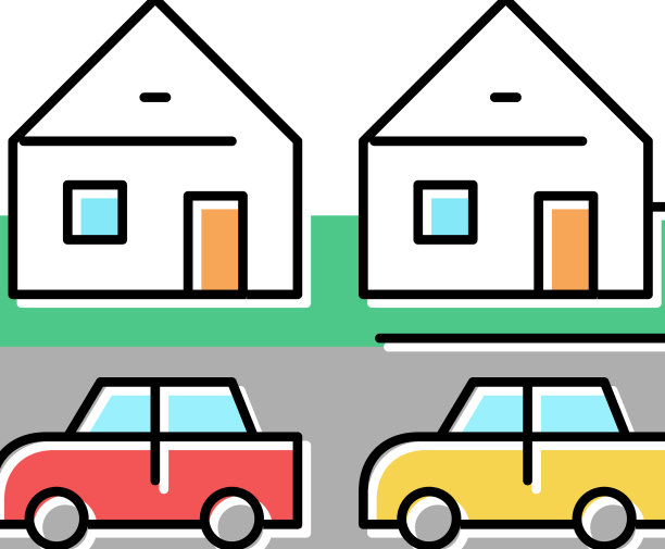 房子汽车旅馆颜色图标图片下载