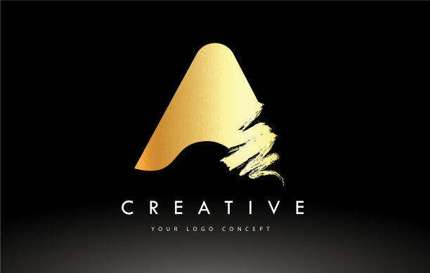 金色的一个刷字母标志刷字母设计图片下载