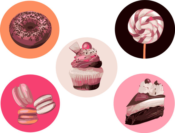 一套糖果在粉红色米色和棕色的颜色图片下载
