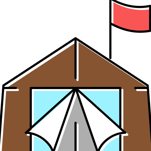 帐篷难民彩色图标图片下载