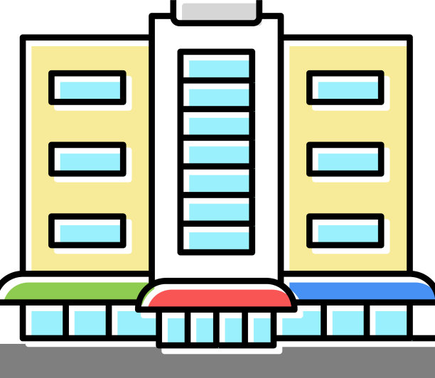 商店和购物中心建筑彩色图标图片下载