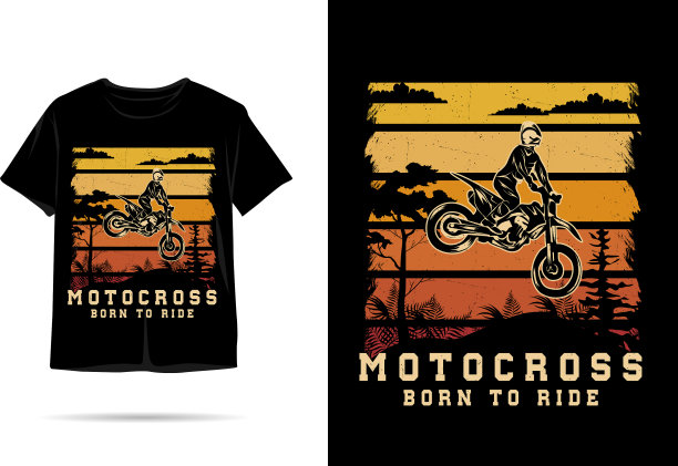 摩托车越野赛生来就是骑廓形t恤的设计图片下载
