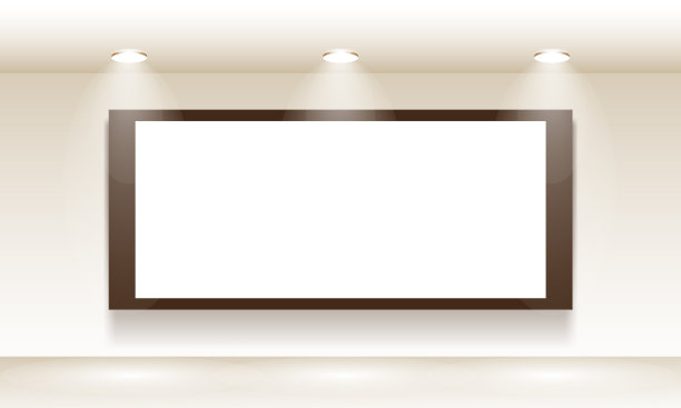 空画廊内部与棕色框架在白色图片下载