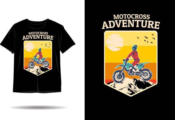 摩托车越野冒险廓形t恤设计图片下载