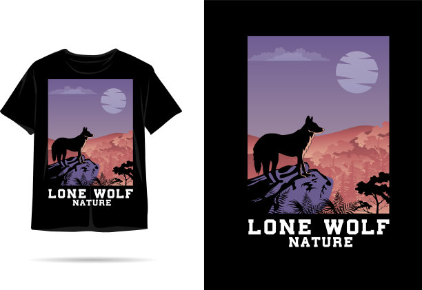 独狼自然廓形t恤设计图片下载