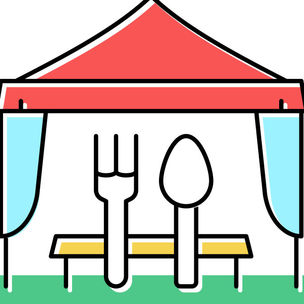 户外餐饮自助餐彩色图标图片下载