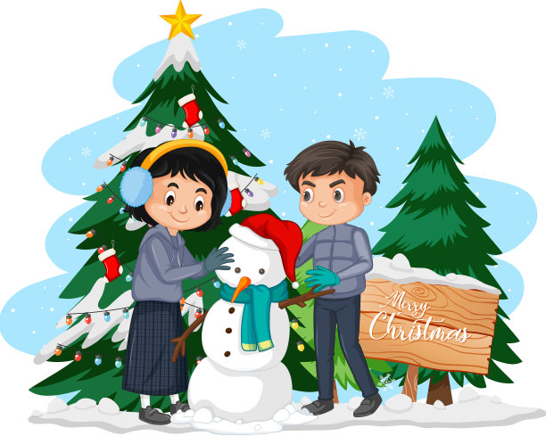 几个孩子一起堆雪人图片下载