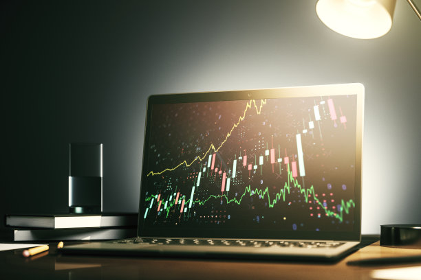 具有抽象金融图形、金融和交易概念的计算机显示器。三维渲染图片下载
