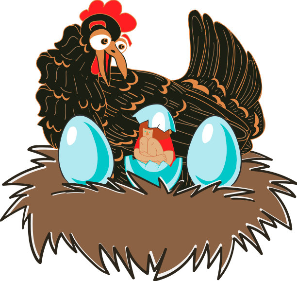 一只下蛋的母鸡下了一个人类婴儿的蛋图片下载