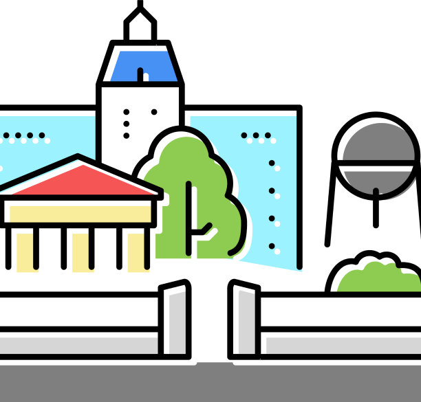 博物馆画廊艺术品施工彩色图标图片下载