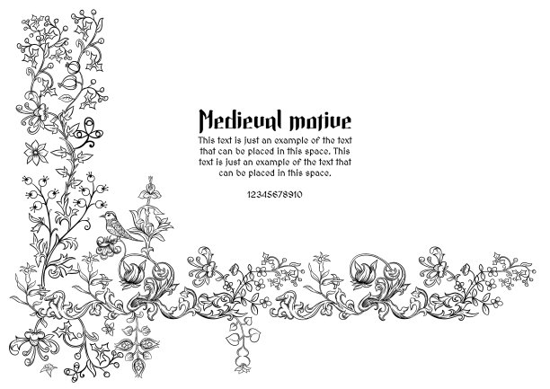 花卉复古中世纪光照派手稿图片下载