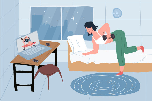 平面卡通女性角色做运动图片下载