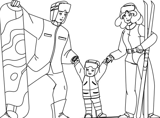 雪场享受和滑雪家庭图片下载