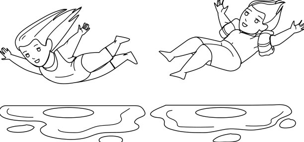 男孩和女孩跳入水中图片下载