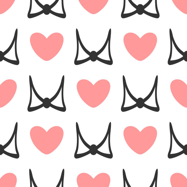 无缝图案与心和领结图片下载