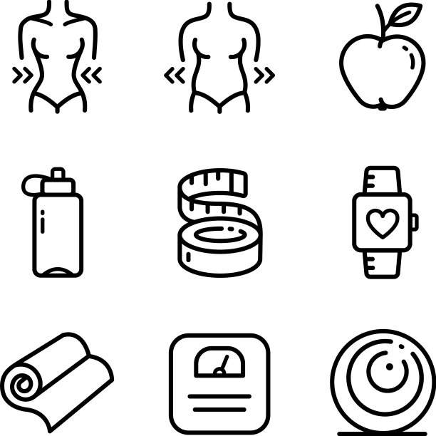 轮廓图标集健身和减肥图片下载