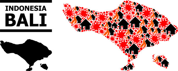 巴厘岛战争拼贴地图图片下载