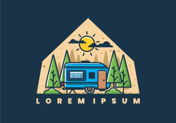 野营车在丛林里图片下载