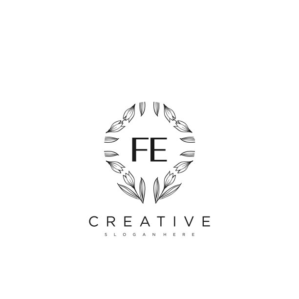 Fe初始字母花标志模板溢价艺术图片下载