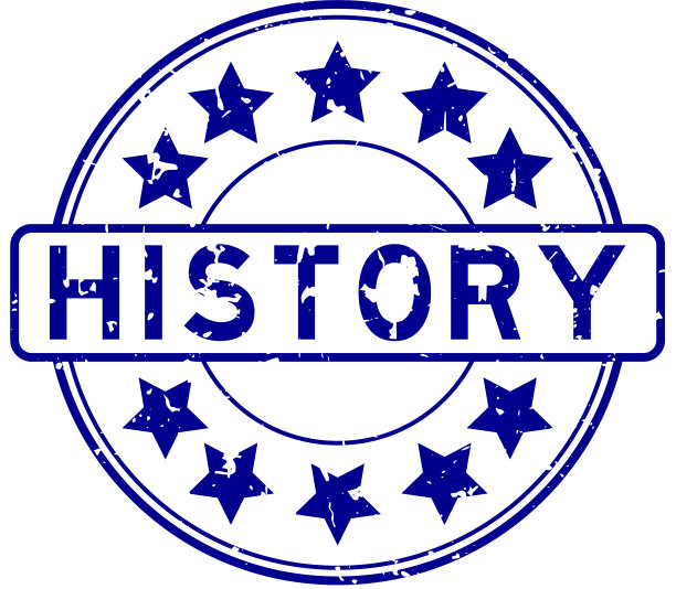 Grunge蓝色历史单词与明星图标圆形图片下载
