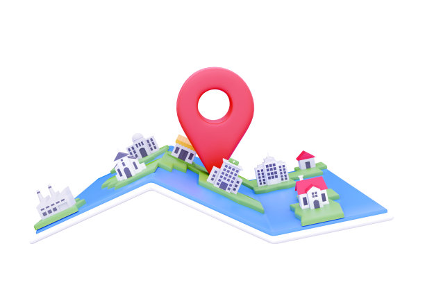 3d渲染地图城市pin，位置图标。GPS导航器指针。3 d渲染插图。图片下载