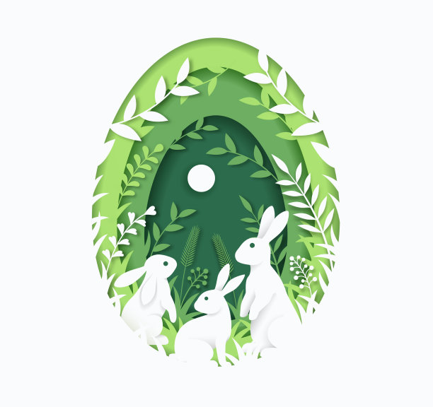 复活节快乐3d抽象剪纸图片下载