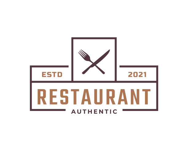 经典复古徽章交叉勺子叉刀图片下载