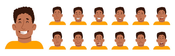 一组非裔美国人的不同情感图片下载