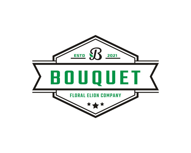 徽章字母b和叶子为古董图片下载