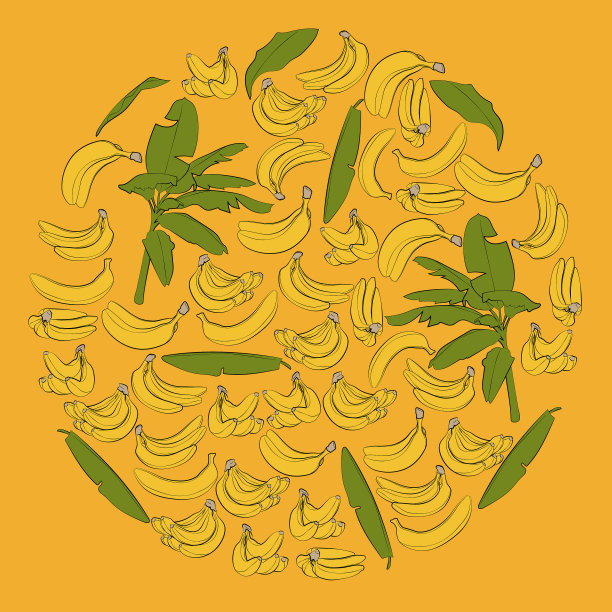 一组彩色香蕉在一个圆圈图形图片下载