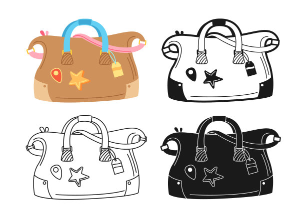 旅行袋符号涂鸦设置行李简单行图片下载