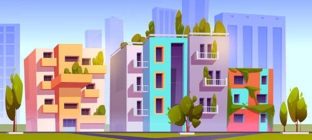 绿色城市，屋顶有花园的生态住宅图片下载