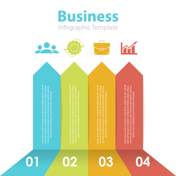 带有4个元素的箭头信息图模板图片下载