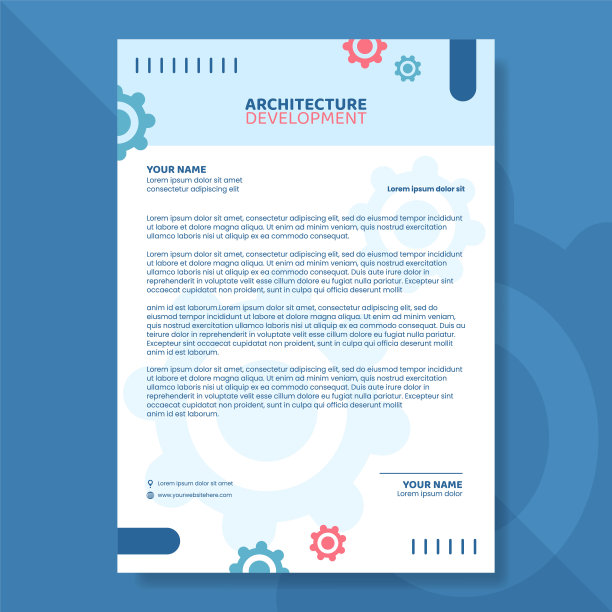 建筑师或工程师信笺模板平面卡通背景矢量插图图片下载