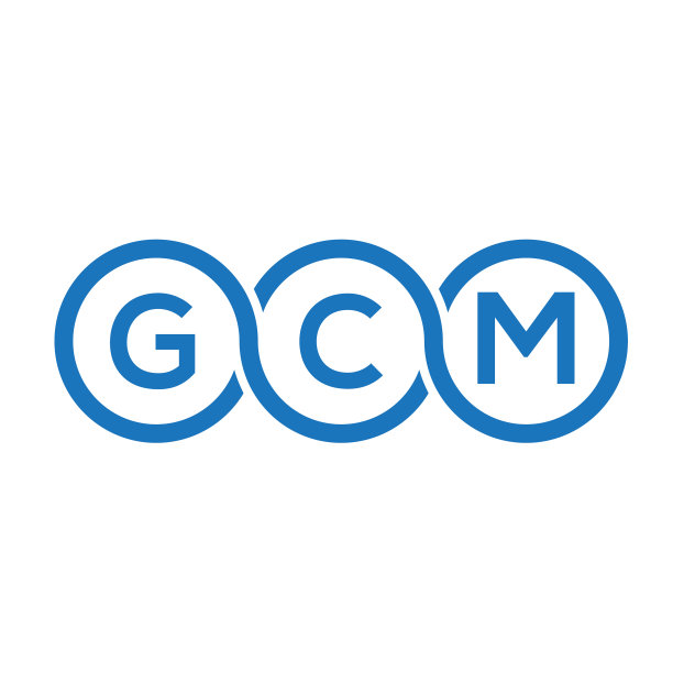 GCM的字母标志设计在白色背景GCM图片下载