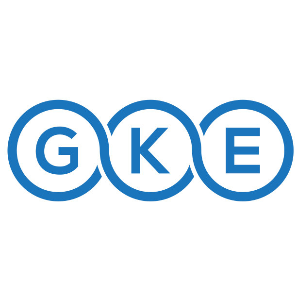 白色背景上的GKE字母标志设计图片下载