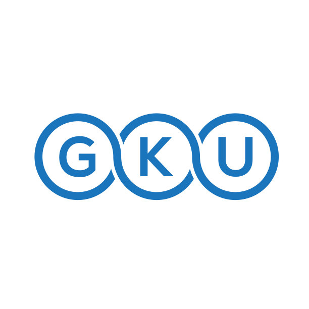 白色背景上的GKU字母标志设计图片下载