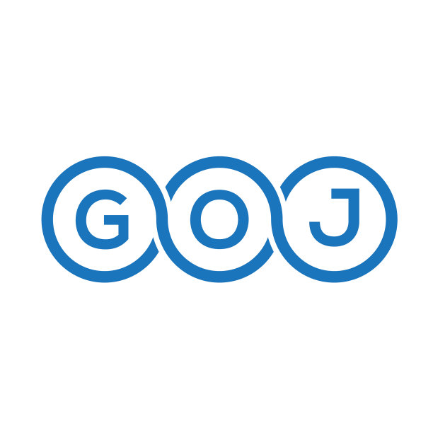白色背景上的goj字母标志设计图片下载