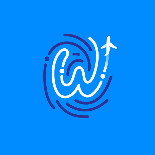 W字母logo由飞机指纹和飞机轨迹组成。图片下载