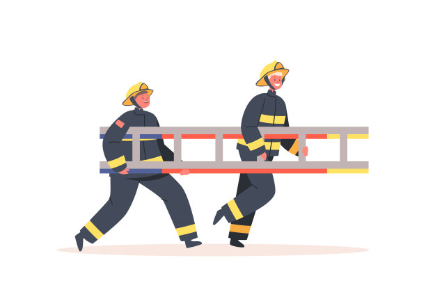 消防员孩子们准备与火焰战斗。孩子们玩消防员极限职业，工作，穿制服的消防员图片下载