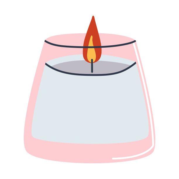 蜡烛在玻璃。暖暖的火，点燃的蜡烛。平面向量插图。图片下载