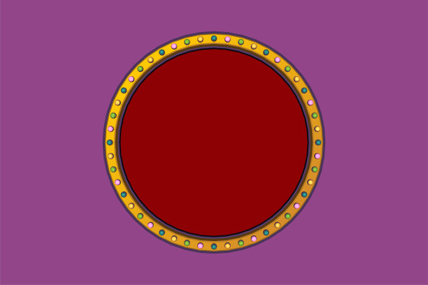 复古的广告招牌，金色边框，色彩斑斓的灯光。矢量图图片下载