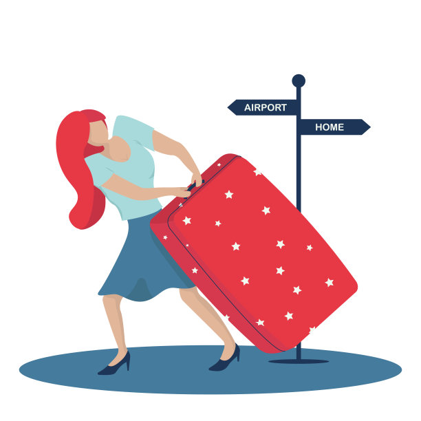 年轻女子提着沉重的手提箱去机场图片下载