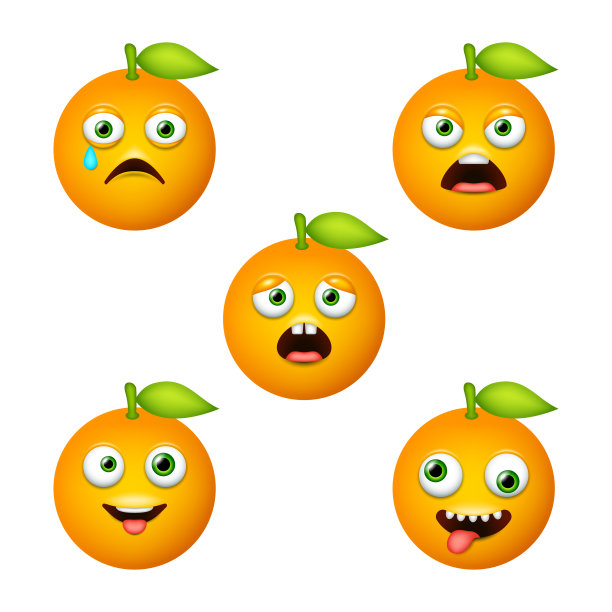 可爱的橙色表情。孤立的向量组图片下载