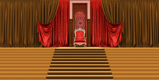 红地毯入口。国王宝座，VIP宝座，红色王座，图片下载